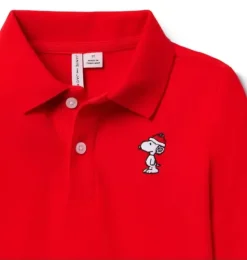 Janie and Jack Polos-PEANUTS™ Snoopy Santa Polo bradbury red