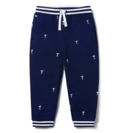 Janie and Jack Pants-PEANUTS&trade; Snoopy Santa Striped Cuff Jogger merchant marine snoopy santa