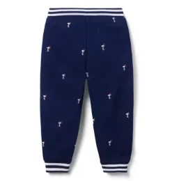 Janie and Jack Pants-PEANUTS&trade; Snoopy Santa Striped Cuff Jogger merchant marine snoopy santa