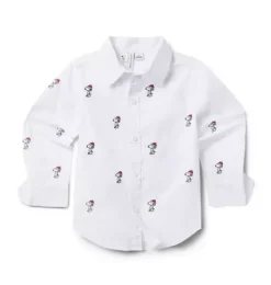 Janie and Jack Shirts-PEANUTS&trade; Snoopy Santa Poplin Shirt white snoopy santa