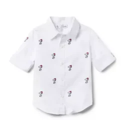 Janie and Jack Shirts-PEANUTS&trade; Snoopy Santa Poplin Shirt white snoopy santa