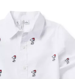 Janie and Jack Shirts-PEANUTS&trade; Snoopy Santa Poplin Shirt white snoopy santa