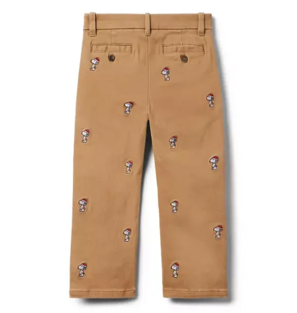 Janie and Jack Pants-PEANUTS™ Snoopy Santa Embroidered Twill Pant khaki snoopy santa