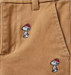 Janie and Jack Pants-PEANUTS™ Snoopy Santa Embroidered Twill Pant khaki snoopy santa
