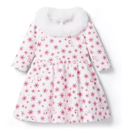 Janie and Jack Dresses-PEANUTS™ Snoopy Snowflake Dress ivory snoopy snowflake