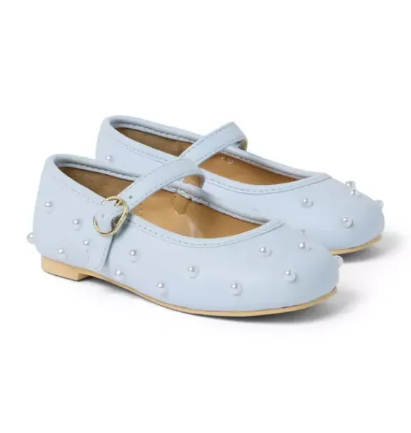 Janie and Jack Shoes-Pearl Ballet Flat light blue