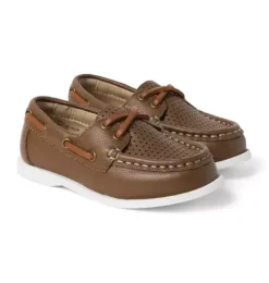 Janie and Jack Shoes|Suiting-Perforated Boat Shoe medium brown
