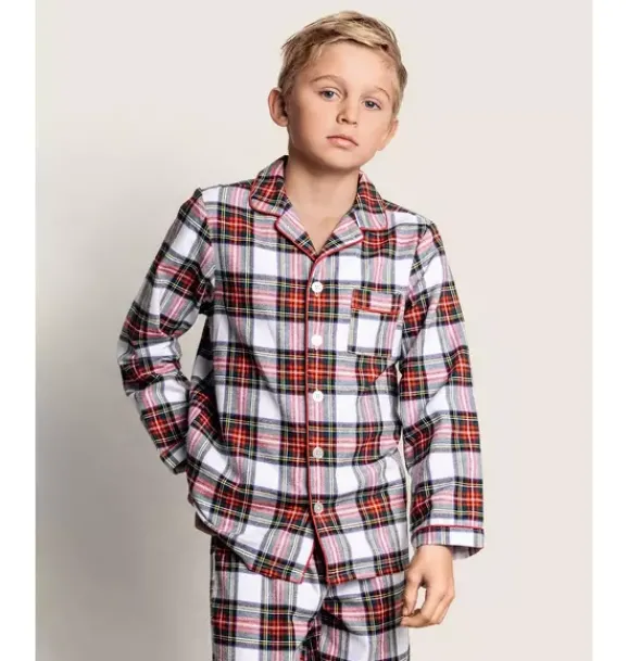 Janie and Jack Family Matching Pajamas|Pajama Sets-Petite Plume Balmoral Tartan Pajama Set white tartan