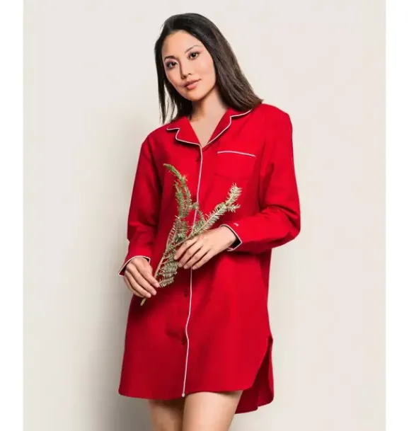 Janie and Jack Pajamas|Petite Plume-Petite Plume Women's Flannel Nightshirt red