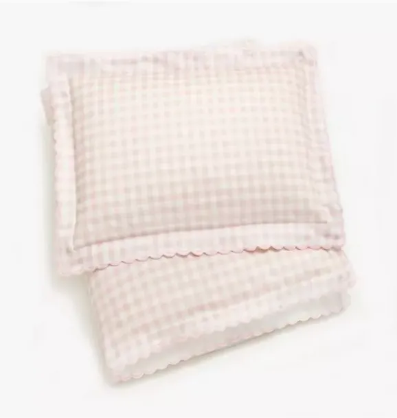 Janie and Jack Blankets And Quilts-Picnic Gingham Toddler Duvet Set - pink