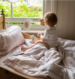 Janie and Jack Blankets And Quilts-Picnic Gingham Toddler Duvet Set - pink