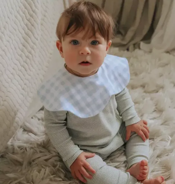 Janie and Jack Nursery|Feeding Accessories-Picnic Gingham Winglet Bib - blue