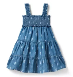 Janie and Jack Dresses-Pineapple Chambray Smocked Dress poxie medium wash