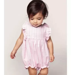 Janie and Jack Baby Pajamas|Petite Plume-Ruffled Romper pink gingham