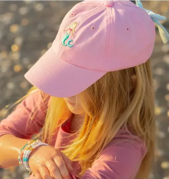 Janie and Jack Kids Accessories-Mermaid Bow Baseball Hat pink
