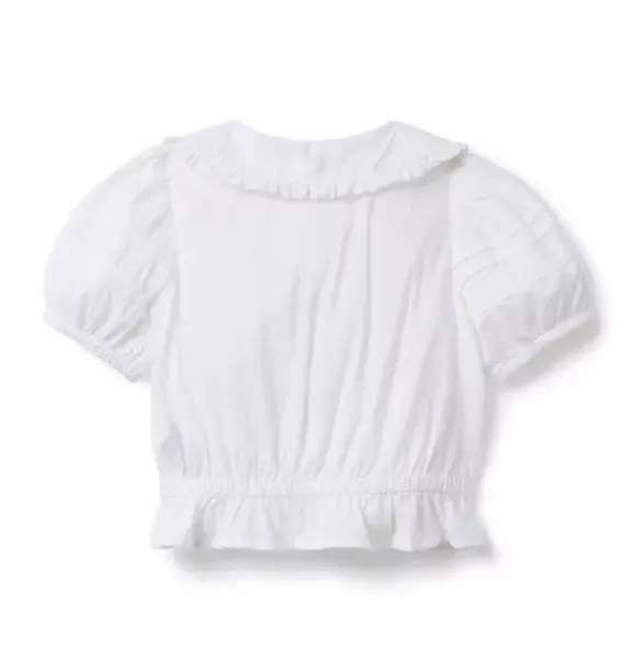Janie and Jack Short Sleeve Tops-Pintuck Lace Trim Top white