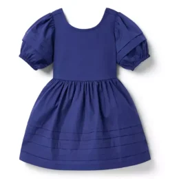 Janie and Jack Dresses-Pintuck Puff Sleeve Dress indigo ink