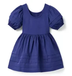 Janie and Jack Dresses-Pintuck Puff Sleeve Dress indigo ink