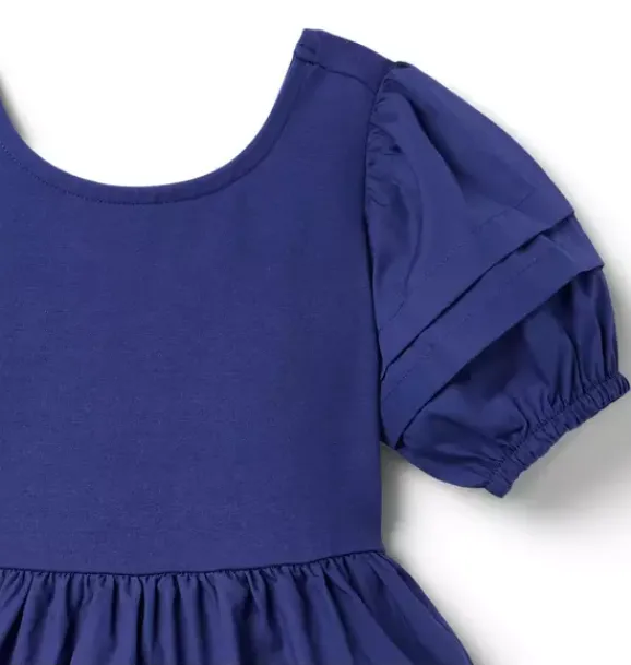 Janie and Jack Dresses-Pintuck Puff Sleeve Dress indigo ink