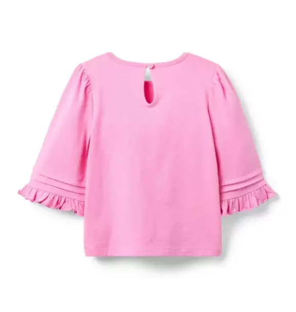 Janie and Jack Long Sleeve Tops-Pintuck Ruffle Sleeve Top preppy pink