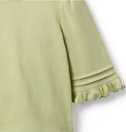 Janie and Jack Long Sleeve Tops-Pintuck Ruffle Sleeve Top green fields
