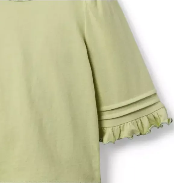 Janie and Jack Long Sleeve Tops-Pintuck Ruffle Sleeve Top green fields