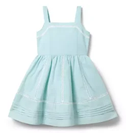 Janie and Jack Dresses-Pintuck Trim Dress soft turquoise heather