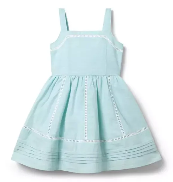 Janie and Jack Dresses-Pintuck Trim Dress soft turquoise heather