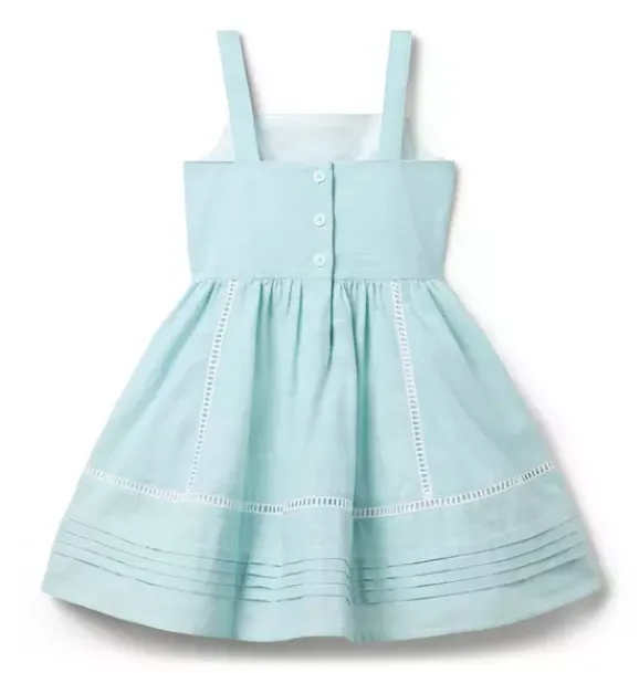 Janie and Jack Dresses-Pintuck Trim Dress soft turquoise heather