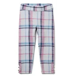 Janie and Jack Pants-Plaid Button Cuff Jacquard Pant jet ivory plaid