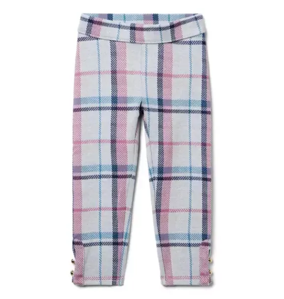 Janie and Jack Pants-Plaid Button Cuff Jacquard Pant jet ivory plaid