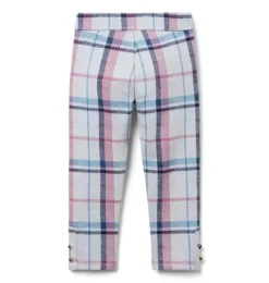 Janie and Jack Pants-Plaid Button Cuff Jacquard Pant jet ivory plaid