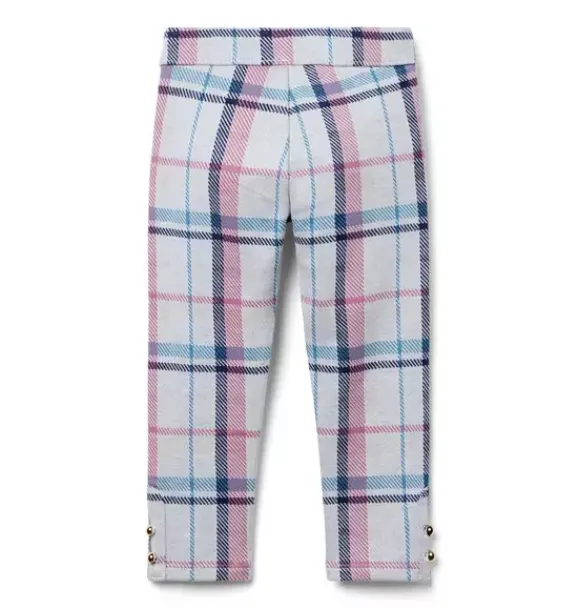 Janie and Jack Pants-Plaid Button Cuff Jacquard Pant jet ivory plaid