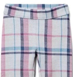 Janie and Jack Pants-Plaid Button Cuff Jacquard Pant jet ivory plaid