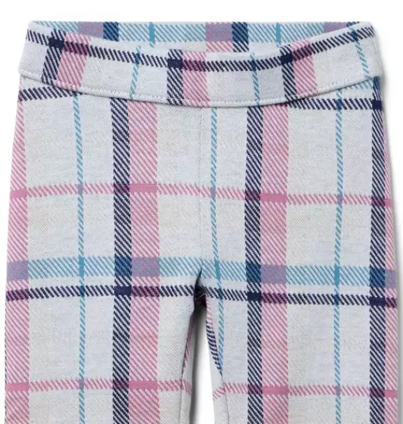 Janie and Jack Pants-Plaid Button Cuff Jacquard Pant jet ivory plaid