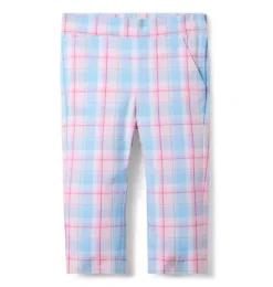 Janie and Jack Pants|Matching Sets-Plaid Canvas Pant blue skies plaid