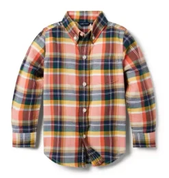 Janie and Jack Shirts-Plaid Flannel Shirt maple leaf plaid