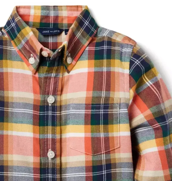 Janie and Jack Shirts-Plaid Flannel Shirt maple leaf plaid