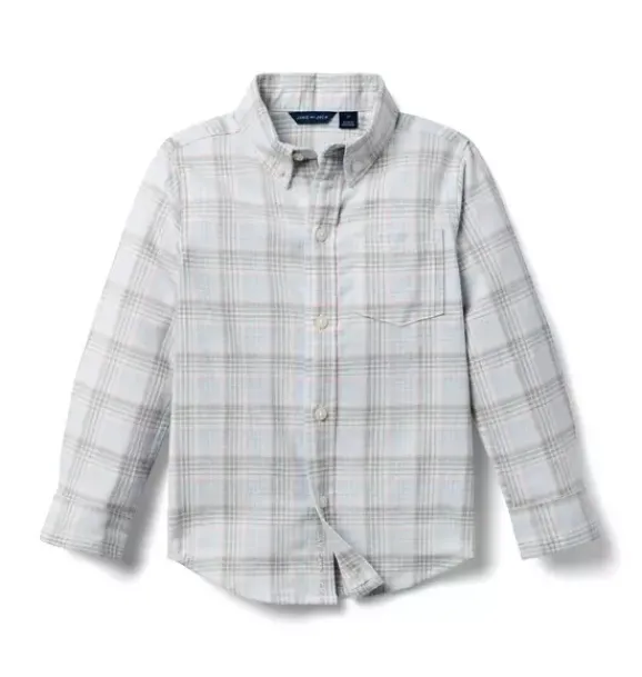 Janie and Jack Shirts-Plaid Flannel Shirt jet ivory plaid