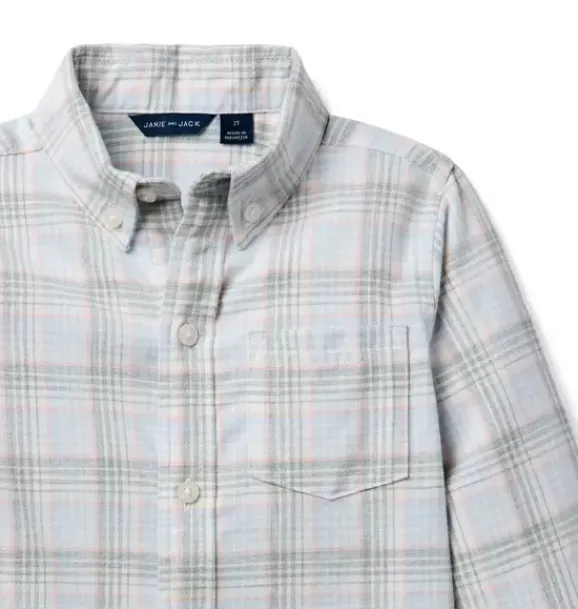 Janie and Jack Shirts-Plaid Flannel Shirt jet ivory plaid