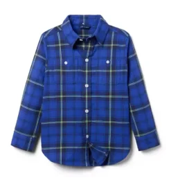 Janie and Jack Shirts-Plaid Flannel Shirt blue eclipse plaid
