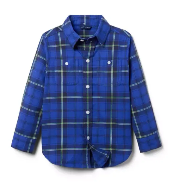 Janie and Jack Shirts-Plaid Flannel Shirt blue eclipse plaid