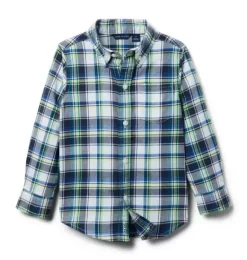 Janie and Jack Shirts-Plaid Flannel Shirt jet ivory plaid