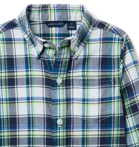 Janie and Jack Shirts-Plaid Flannel Shirt jet ivory plaid