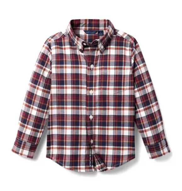 Janie and Jack Shirts-Plaid Flannel Shirt chocolate bar plaid