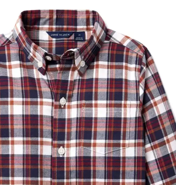 Janie and Jack Shirts-Plaid Flannel Shirt chocolate bar plaid