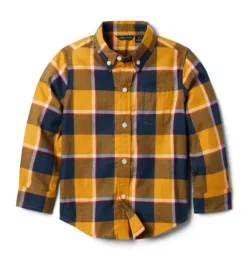 Janie and Jack Shirts-Plaid Flannel Shirt golden glow plaid