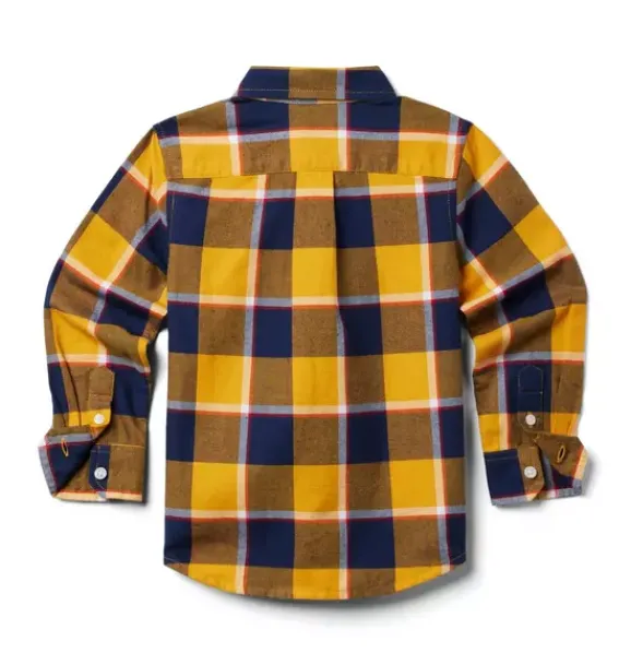 Janie and Jack Shirts-Plaid Flannel Shirt golden glow plaid