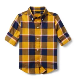 Janie and Jack Shirts-Plaid Flannel Shirt golden glow plaid