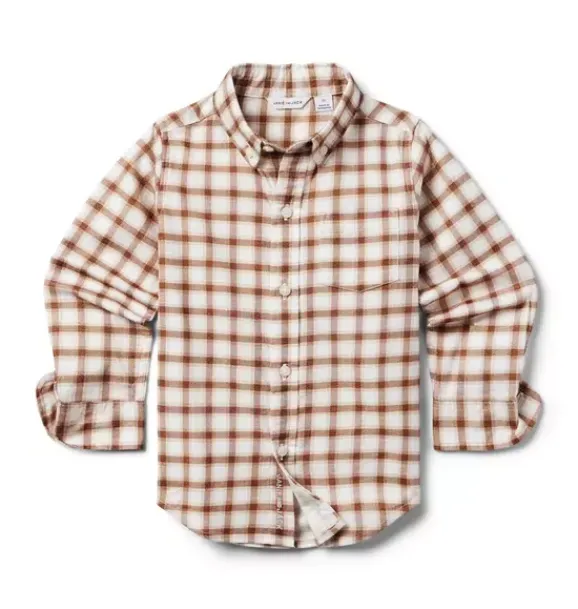 Janie and Jack Shirts-Plaid Flannel Shirt jet ivory plaid